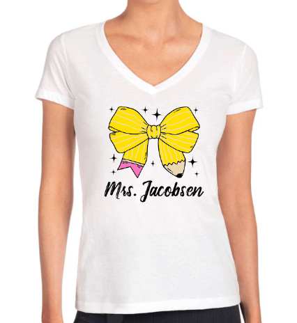 Teacher coquette v neck tee